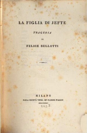 La Figlia di Jefte : Tragedia