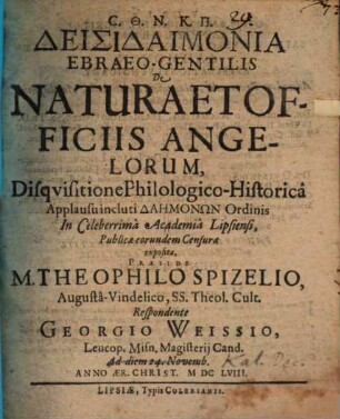 Deisidaimonia ebraeo-gentilis de natura et officiis angelorum