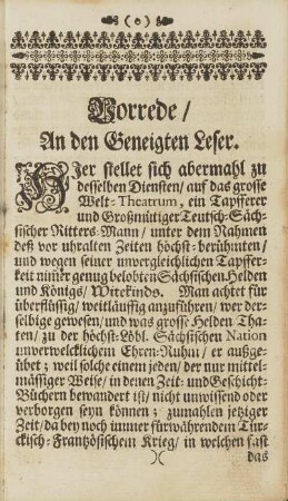 Vorrede / An den Geneigten Leser.