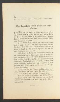 Von der Vermeidung giftiger Dünste [...]. [...] Arzeneyen [...].