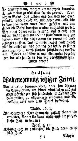 Heilsame Wahrnehmung jetziger Zeiten