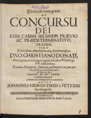 De Concursu Dei Cum Causis Secundis Praevio Ac Praedeterminativo