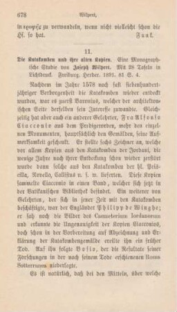 678-680 [Rezension] Wilpert, Joseph, Die Katakomben und ihre alten Kopien