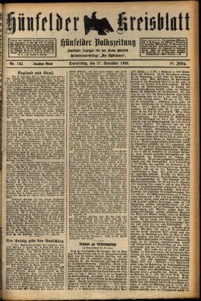 Zweite Ausgabe vom Donnerstag, den 27. November 1924.