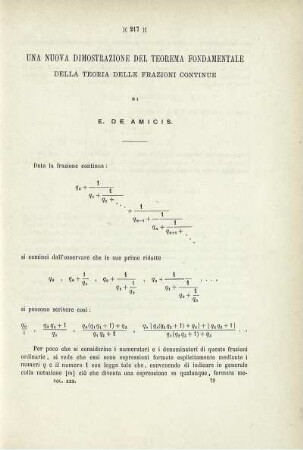 Uno nuova dimostrazione del teorema fondamentale della teoria delle frazioni continue.