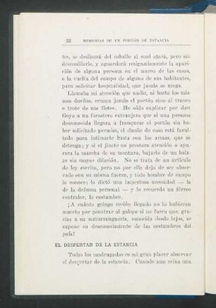 El despertar de la estancia