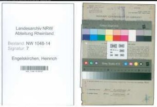 Entnazifizierung Heinrich Engelskirchen , geb. 22.03.1907 (Schwimmeister)