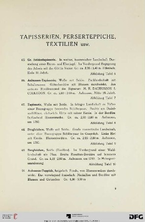 Tapisserien, Perserteppiche, Textilien usw. (Nr. 65-105)