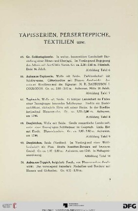 Tapisserien, Perserteppiche, Textilien usw. (Nr. 65-105)