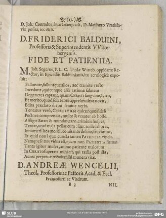 [XV.] D. Friderici Balduini ...