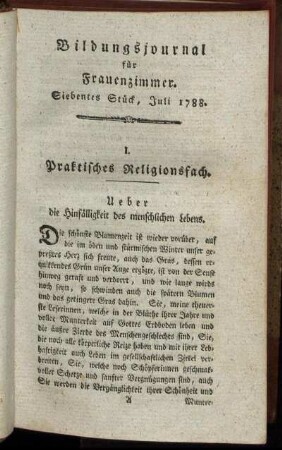 Siebentes Stück, Juli 1788
