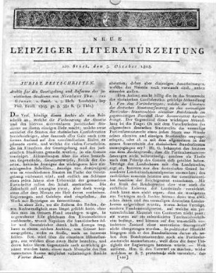 Archiv für die Gesetzgebung und Reforme des juristischen Studiums von Nicolaus Thaddäus Gönner. 1. Band. 1. 2. Heft. Landshut, bey Phil. Krüll. 1808. gr. 8. 351 S.