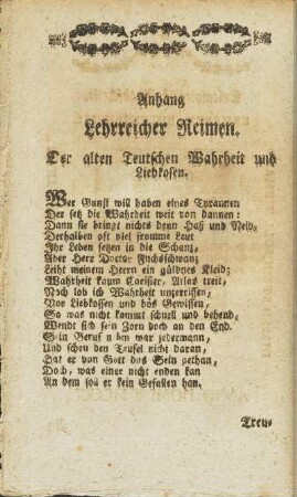 Anhang. Lehrreicher Reimen.
