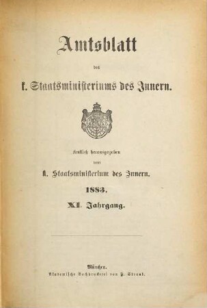 Amtsblatt des Königlichen Staatsministeriums des Innern. 11. 1883
