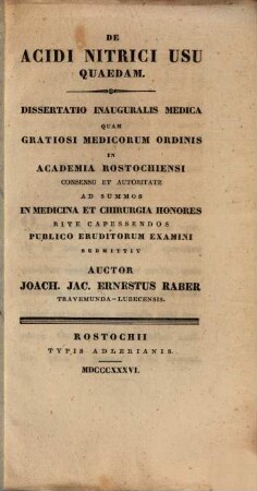 De acidi nitrici usu quaedam : diss. inaug. med.