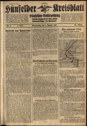 Erste Ausgabe vom Donnerstag, den 07. Januar 1937.