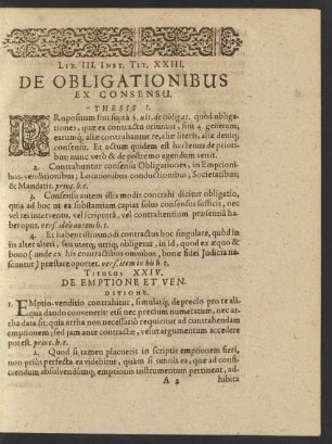 Lib. III. Inst. Tit. XXIII. De Obligationibus Ex Consensu.