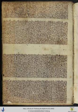 [Vorderer Spiegel] Fragment einer lateinischen Pergamenthandschrift des 14. Jhs.
