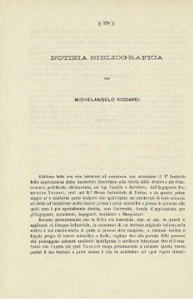 Notizia bibliografica; per Michelangelo Riccardi.