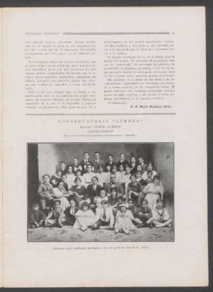 Conservatorio "Lurbes" - [Fotografía] : Alumnos que rindieron exámenes con el profesor David G. Bolia. Este Conservatorio es incorporado al Conservatorio "Melani"
