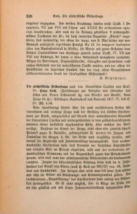328-329 [Rezension] Koch, Hugo, Die altchristliche Bilderfrage nach den literarischen Quellen