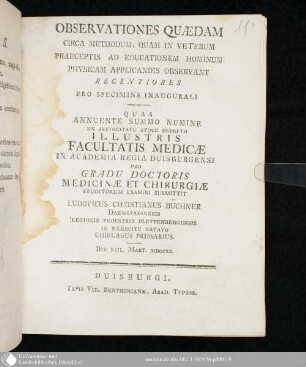 Observationes Quaedam Circa Methodum, Quam In Veterum Praeceptis Ad Educationem Hominum Physicam Applicandis Observant