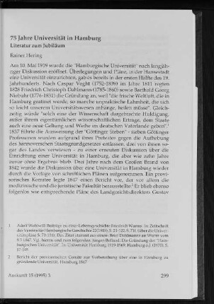 75 Jahre Universität Hamburg : Literatur zum Jubiläum