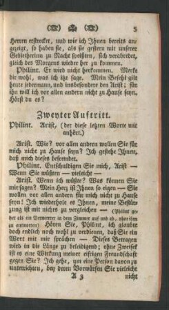 Zweyter Auftritt. Philint. Arist, ...