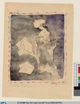 Entwurf zu Buch Esther, Person mit Umhang, stehend