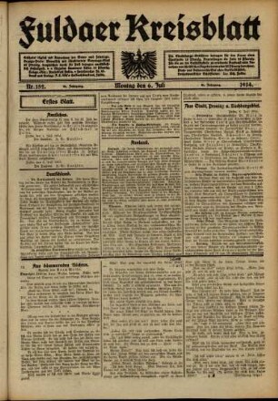 Erste Ausgabe vom Montag, den 06. Juli 1914.