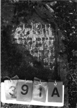 Grabstein 391 (Index: 99790813) Maße HxBxT: 97x69xo.A. cm Besonderheit: Lesung unsicher: Grabstein 391A