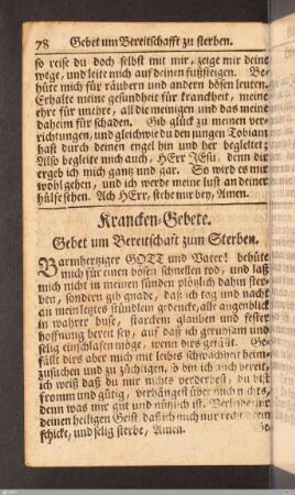 Krancken-Gebete.