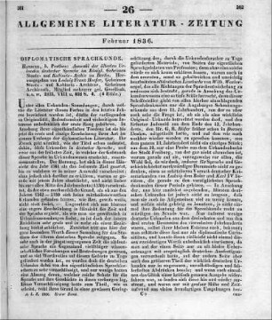 Auswahl der ältesten Urkunden deutscher Sprache im Königl. Geheimen Staats- und Kabinets-Archiv zu Berlin. Hrsg. v. L. F. Hoefer. Hamburg: Perthes 1835
