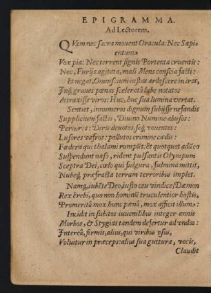 Epigramma. Ad Lectorem.