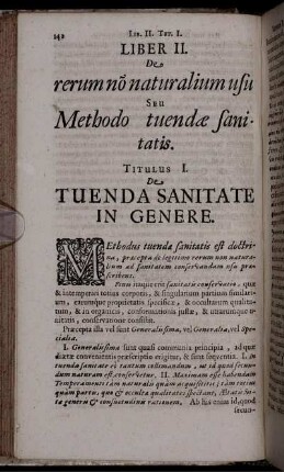 Liber II. De rerum no[n] naturalium usu Seu Methodo tuendae sanitatis
