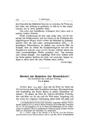 Herder als Erzieher der Menschheit