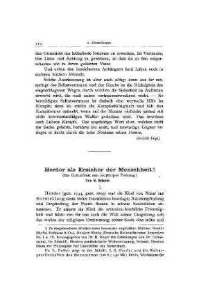 Herder als Erzieher der Menschheit