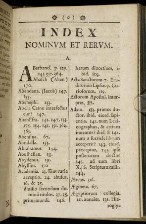 Index Nominum Et Rerum