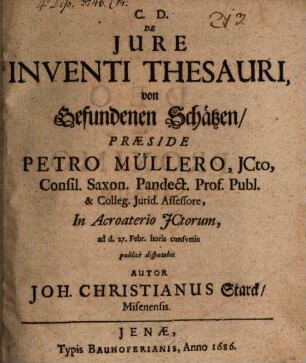 De iure inventi thesauri : von gefundenen Schätzen