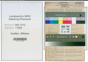 Entnazifizierung Wilhelm Koelfen , geb. 02.01.1900 (Techniker)