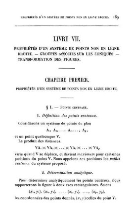 Livre VII. Propriétés D'un Système De Points Non En Lingne Droite. - Groupes Associés Sur Les Coniques. - Transformation Des Figures.