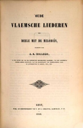 Oude vlaemsche liederen : ten deele met melodiën