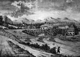 Illerbrücke bei Ferthofen : Illerbrücke bei Ferthofen. Zeichnung (1801/1850; E. F. Küchlin). Memmingen, Stadtmuseum im Hermansbau