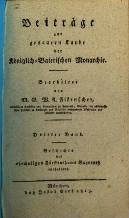 Geschichte des Fürstenthums Bayreuth