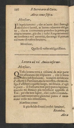 Lettera ad un' Amico infermo.
