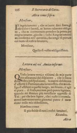 Lettera ad un' Amico infermo.