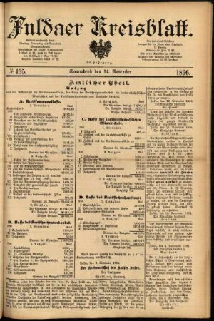 Erste Ausgabe vom Samstag, den 14. November 1896.