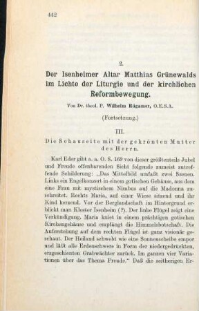 442 - 460 Der Isenheimer Altar Matthias Grünewalds im Lichte der Liturgie und der kirchlichen Reformbewegung