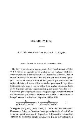 Seconde Partie. De La Transformation Des Fonctions Elliptiques
