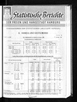 Der Fremdenverkehr in Hamburg im August 1962 : Lfd. Nr. 64